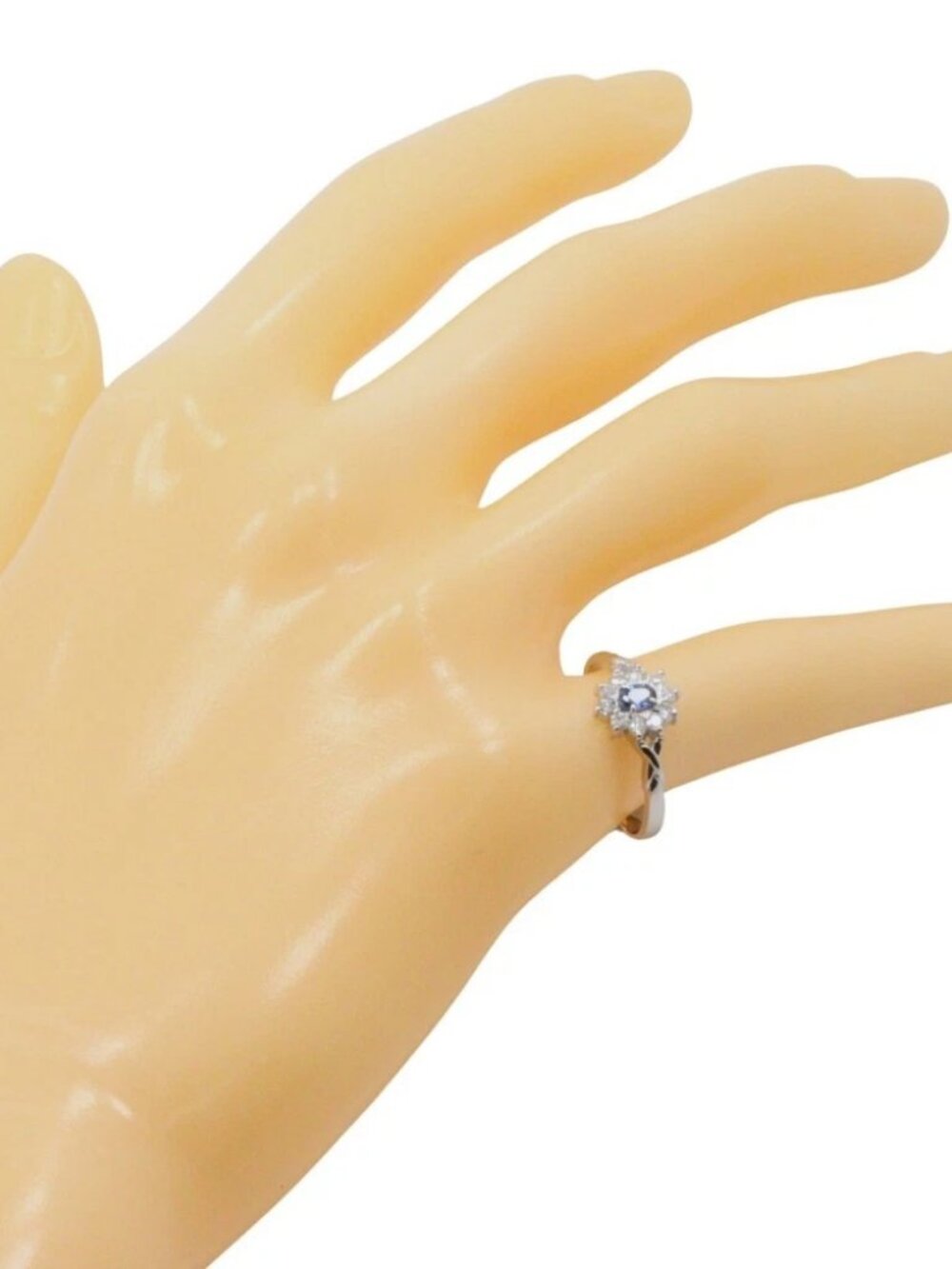 Ring Pt900Platinum/sapphire/diamond #6.6(US Size) 2.7g Women